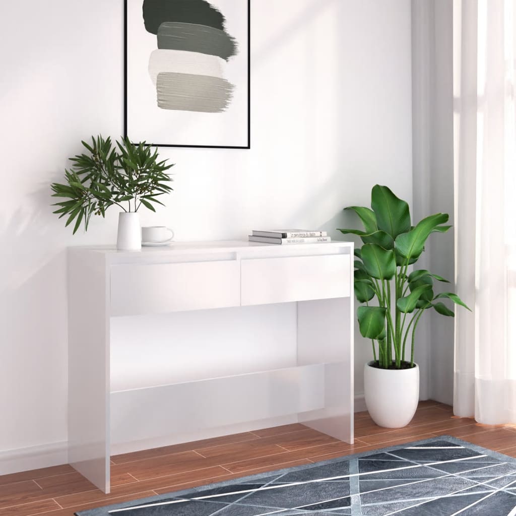 Konsolipöytä korkeakiilto valkoinen 100x35x76,5 cm lastulevy - Sisustajankoti.fi