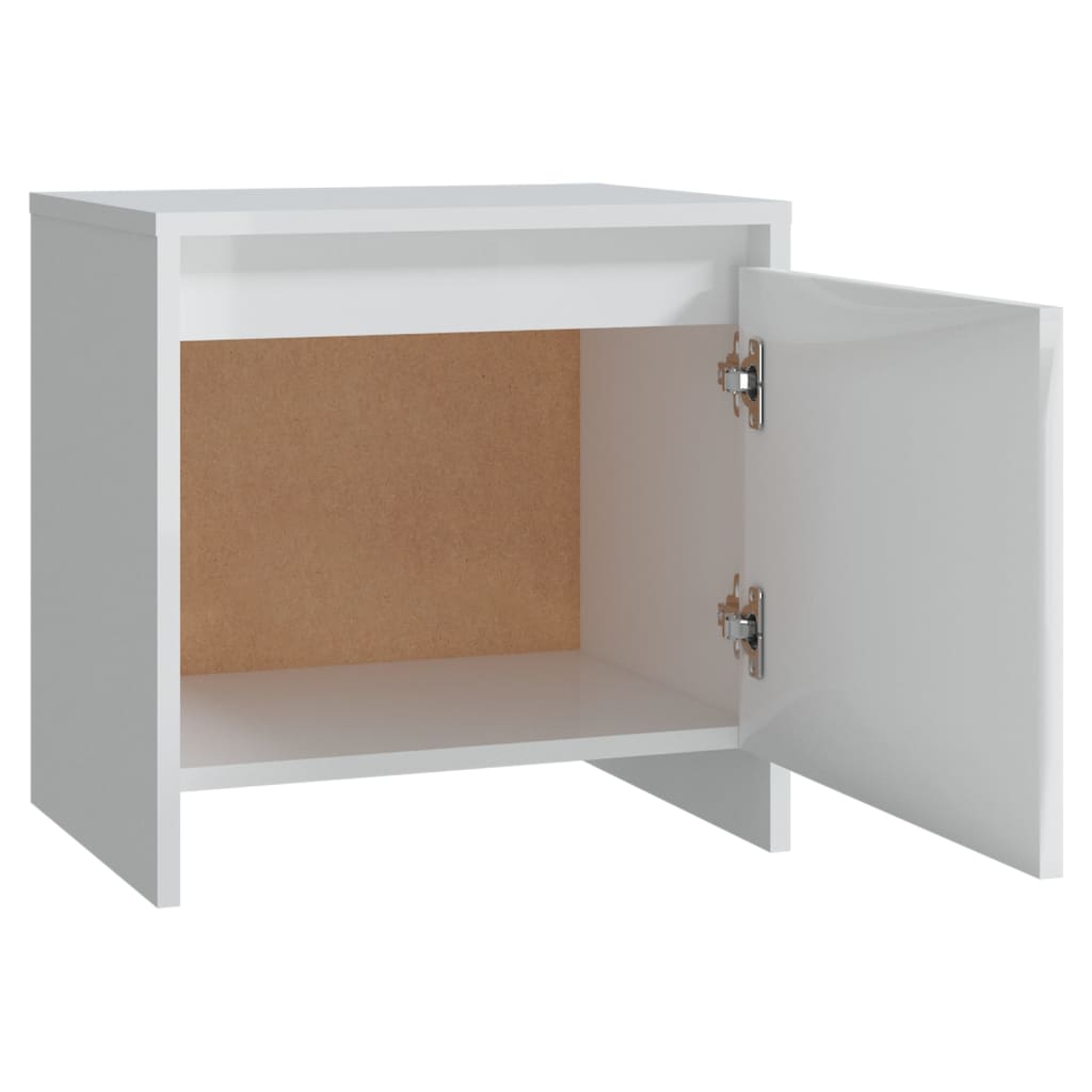 Yöpöydät 2 kpl korkeakiilto valkoinen 45x34x44,5 cm lastulevy - Sisustajankoti.fi