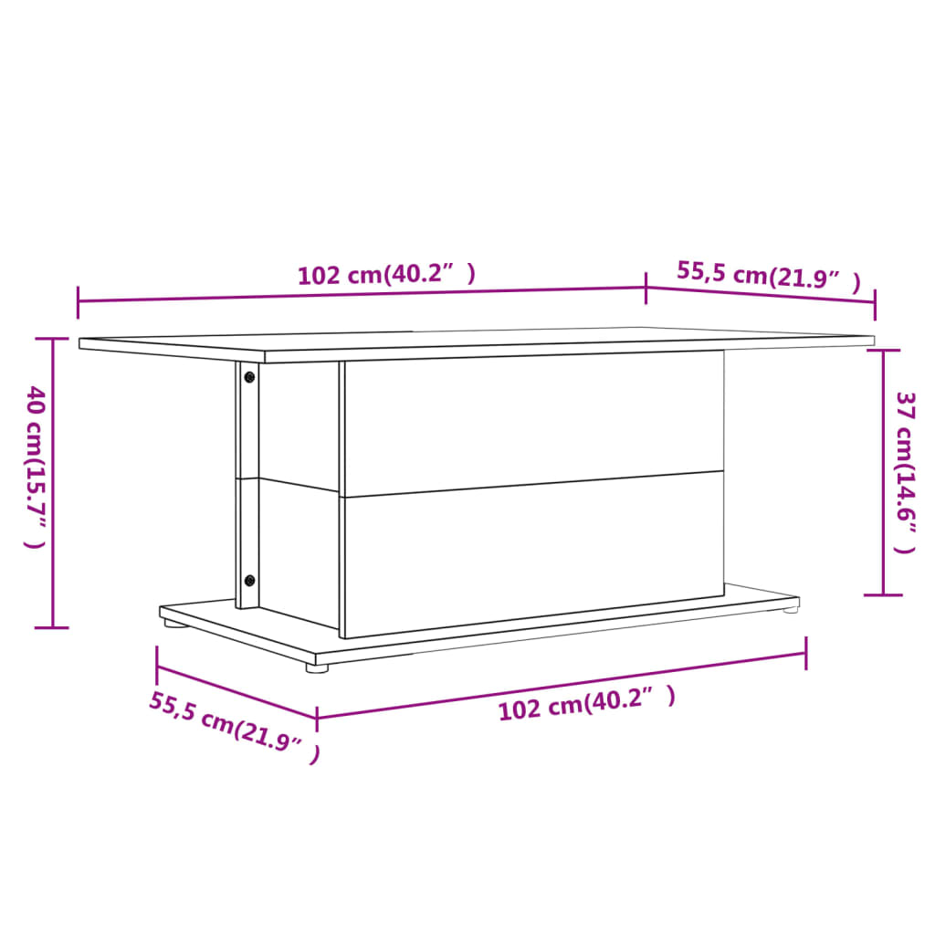 Sohvapöytä musta 102x55,5x40 cm lastulevy - Sisustajankoti.fi