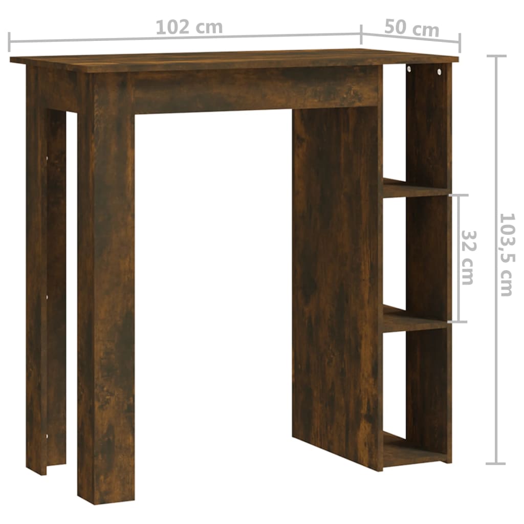 Baaripöytä hyllyllä savutammi 102x50x103,5 cm lastulevy - Sisustajankoti.fi