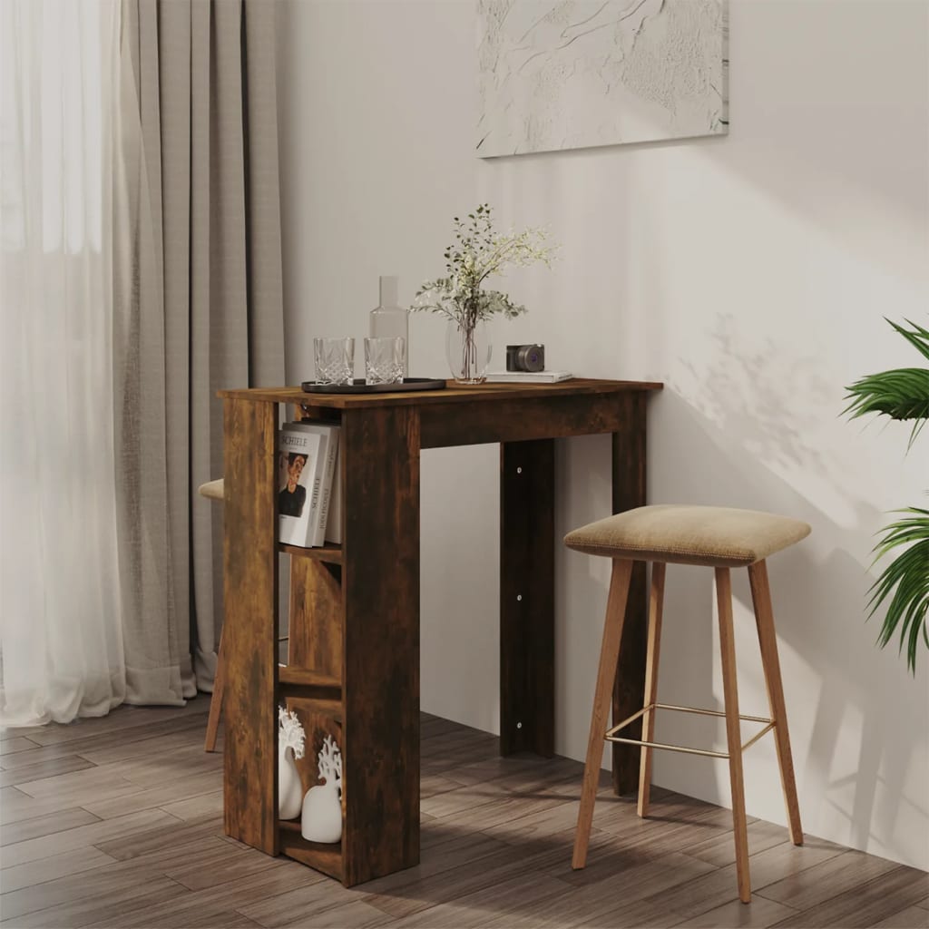 Baaripöytä hyllyllä savutammi 102x50x103,5 cm lastulevy - Sisustajankoti.fi