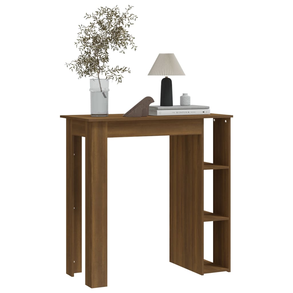 Baaripöytä hyllyllä ruskea tammi 102x50x103,5 cm lastulevy - Sisustajankoti.fi
