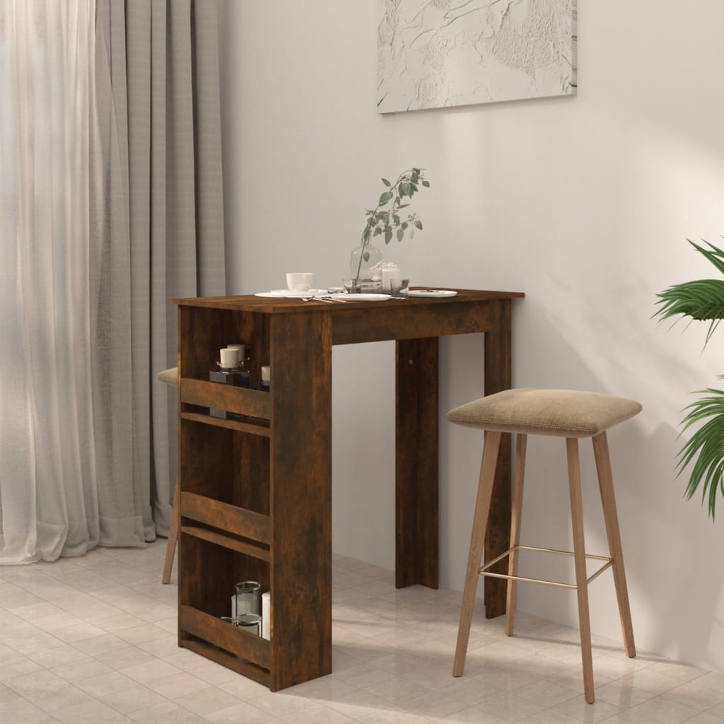 Baaripöytä säilytystelineellä savutammi 102x50x103,5 cm levy - Sisustajankoti.fi