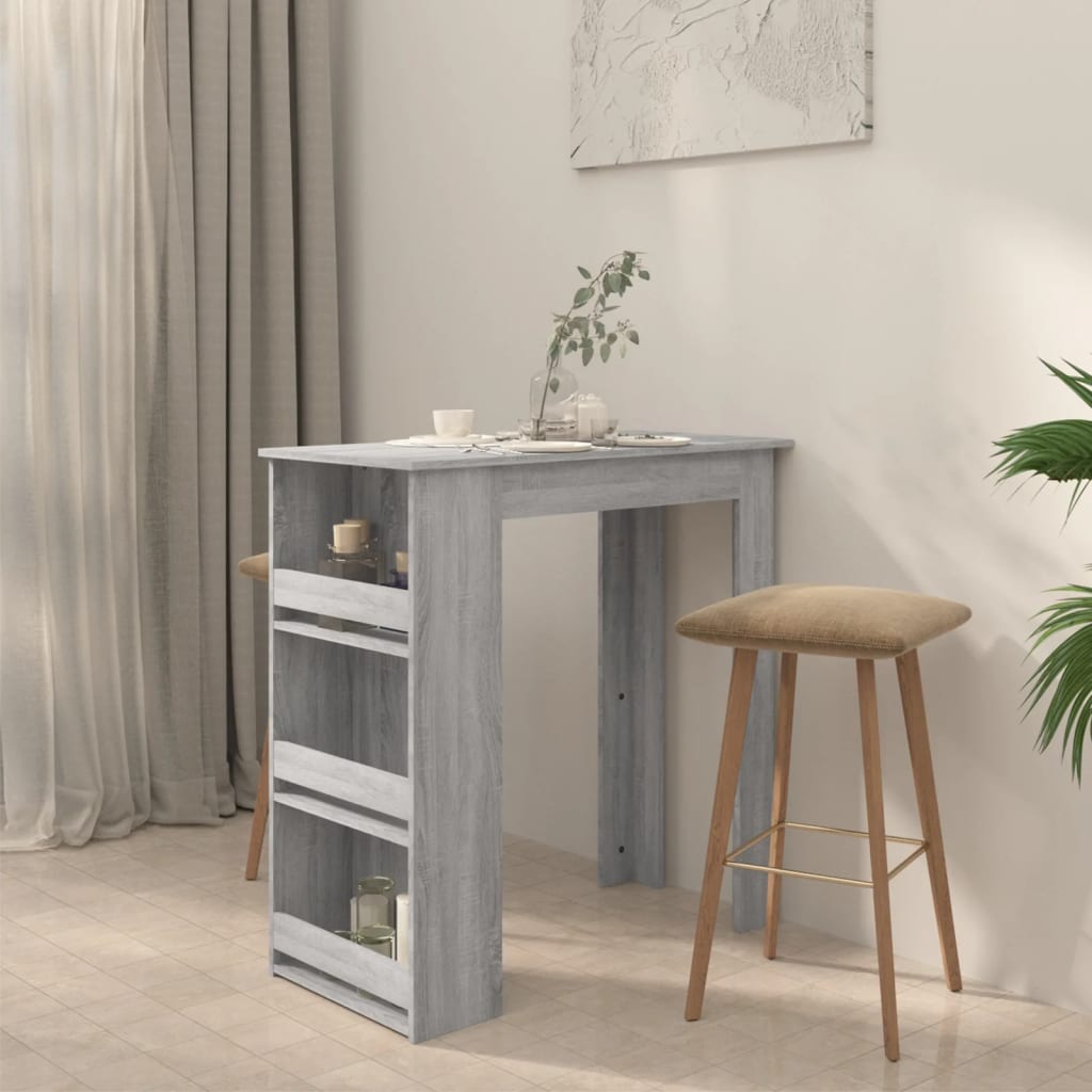Baaripöytä säilytystelineellä harmaa Sonoma 102x50x103,5cm levy - Sisustajankoti.fi