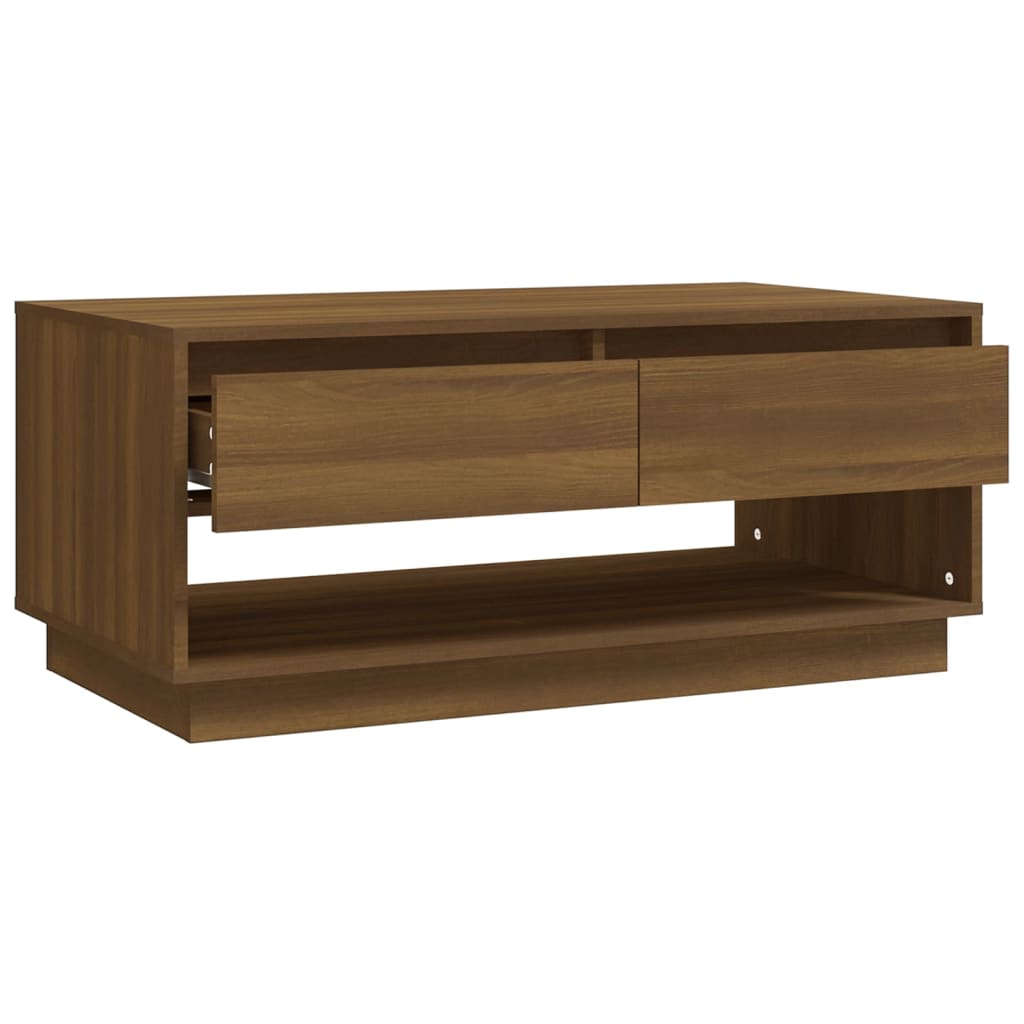 Sohvapöytä ruskea tammi 102,5x55x44 cm lastulevy - Sisustajankoti.fi
