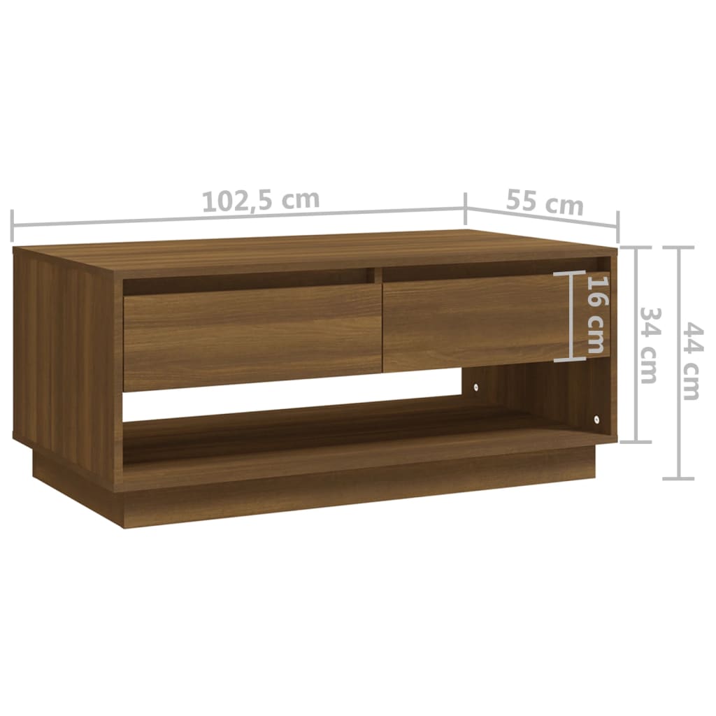 Sohvapöytä ruskea tammi 102,5x55x44 cm lastulevy - Sisustajankoti.fi