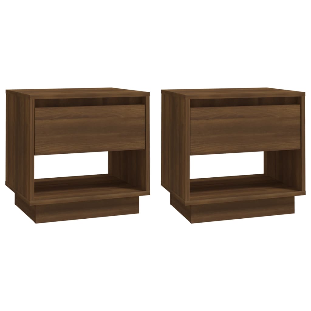 Yöpöydät 2 kpl ruskea tammi 45x34x44 cm lastulevy - Sisustajankoti.fi