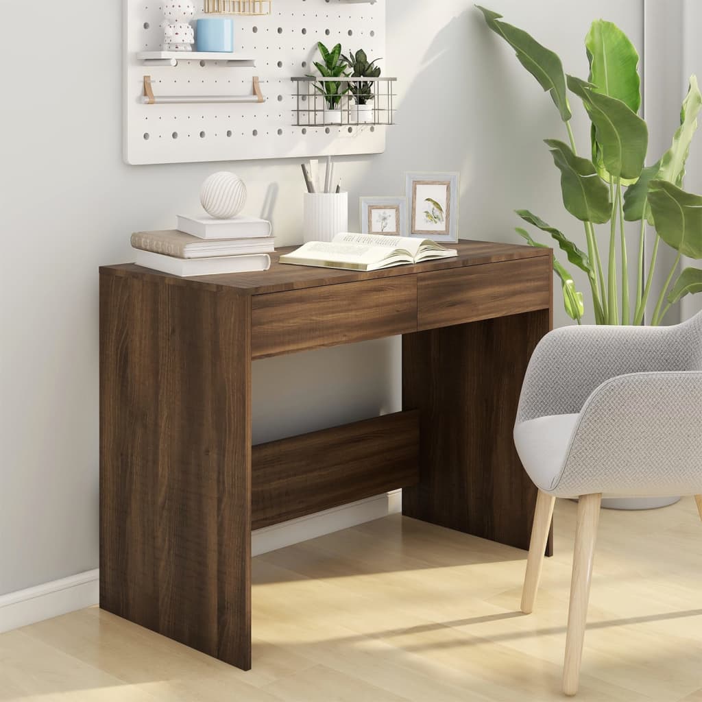 Työpöytä ruskea tammi 101x50x76,5 cm lastulevy - Sisustajankoti.fi