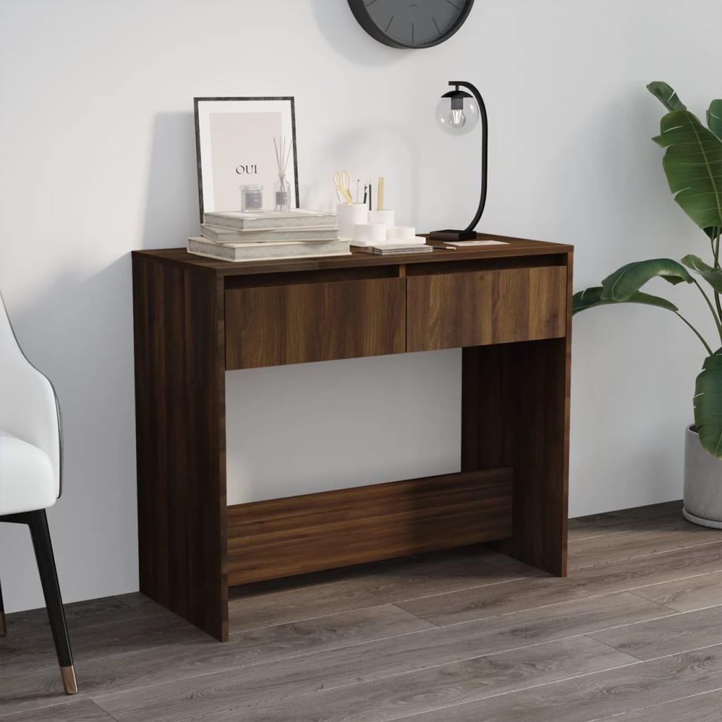 Konsolipöytä ruskea tammi 89x41x76,5 cm lastulevy - Sisustajankoti.fi