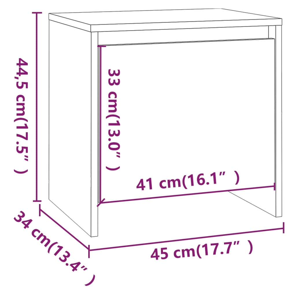 Yöpöydät 2 kpl savutammi 45x34x44,5 cm lastulevy - Sisustajankoti.fi