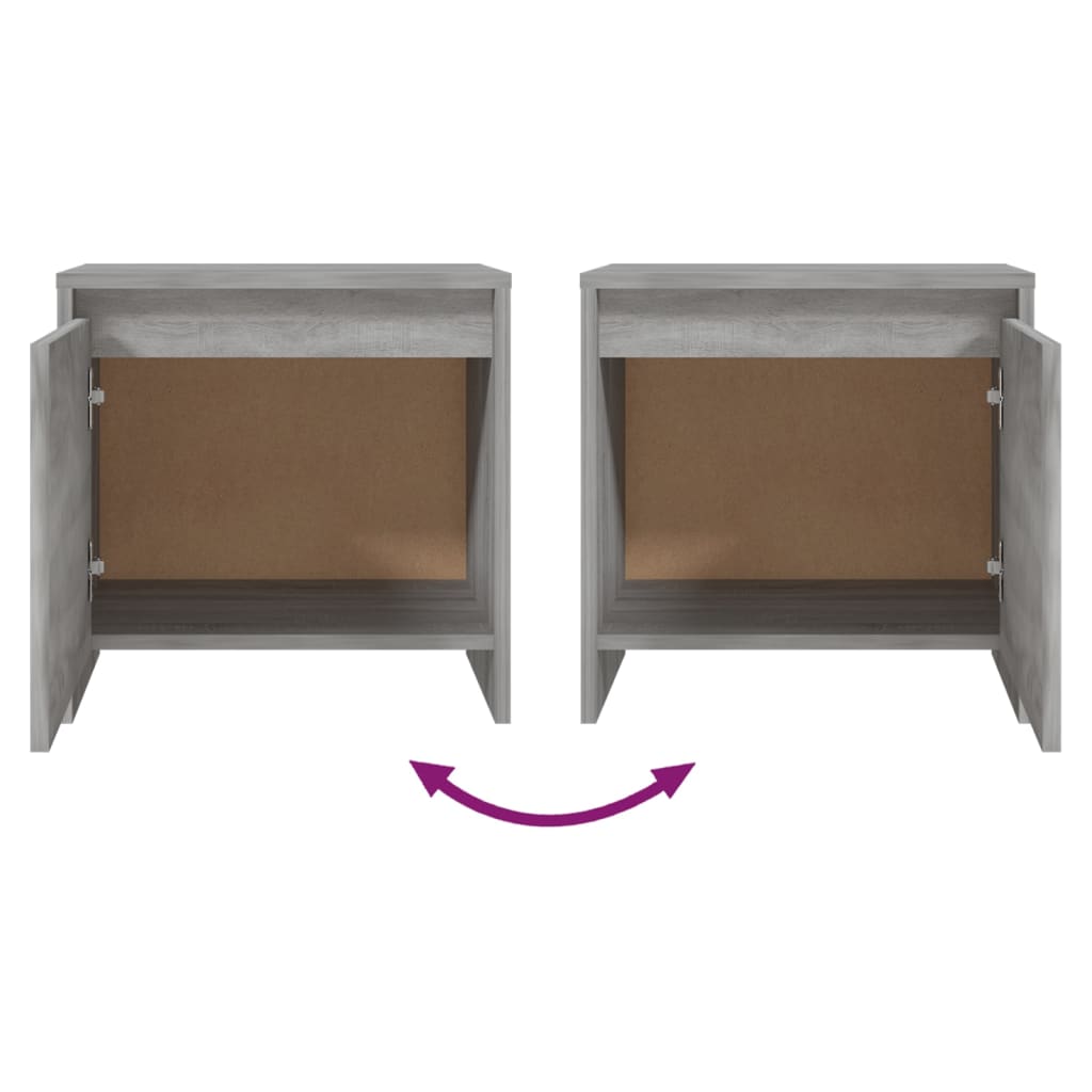 Yöpöydät 2 kpl harmaa Sonoma 45x34x44,5 cm lastulevy - Sisustajankoti.fi