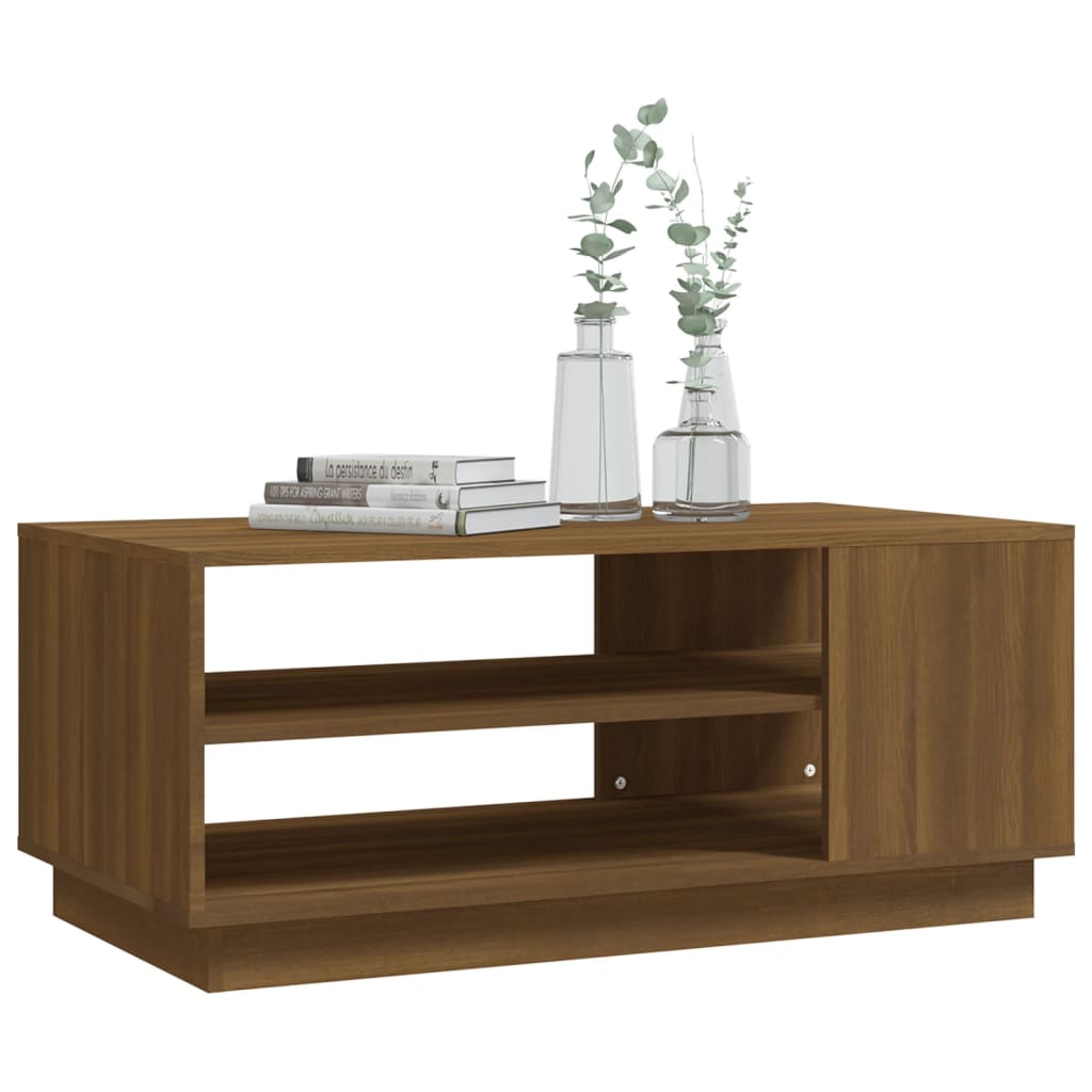 Sohvapöytä ruskea tammi 102x55x43 cm lastulevy - Sisustajankoti.fi