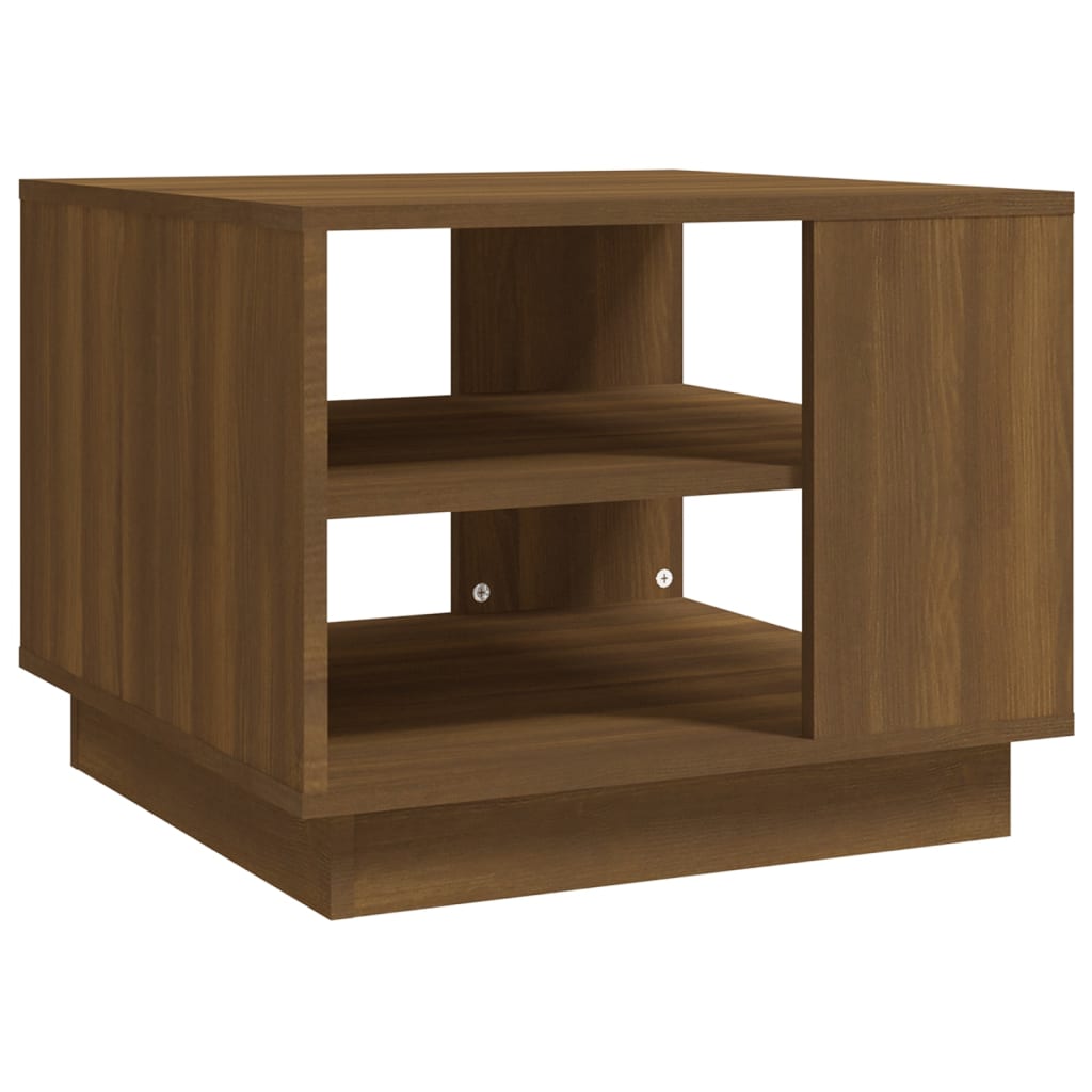 Sohvapöytä ruskea tammi 55x55x43 cm lastulevy - Sisustajankoti.fi