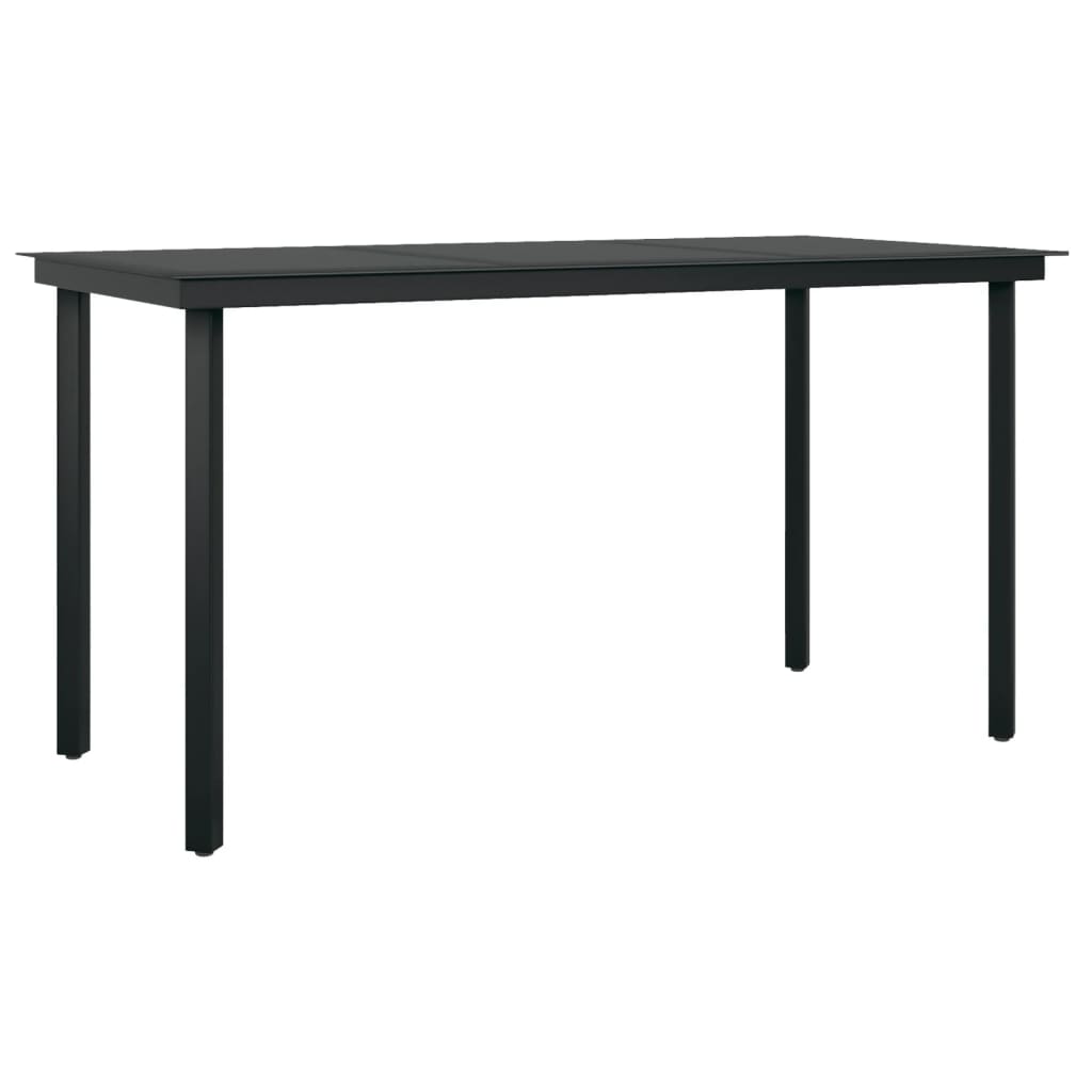 Puutarhan ruokapöytä musta 140x70x74 cm teräs ja lasi - Sisustajankoti.fi