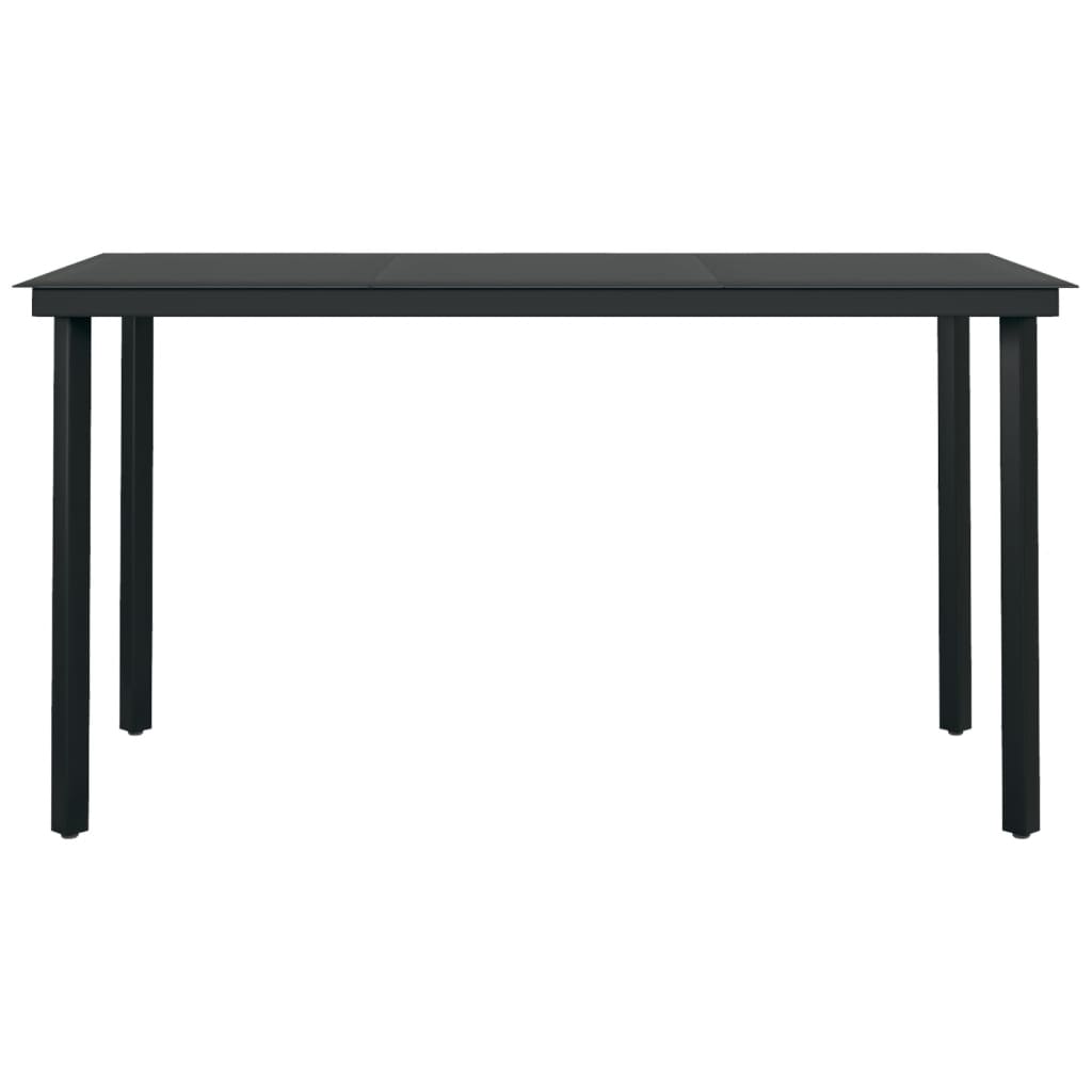 Puutarhan ruokapöytä musta 140x70x74 cm teräs ja lasi - Sisustajankoti.fi