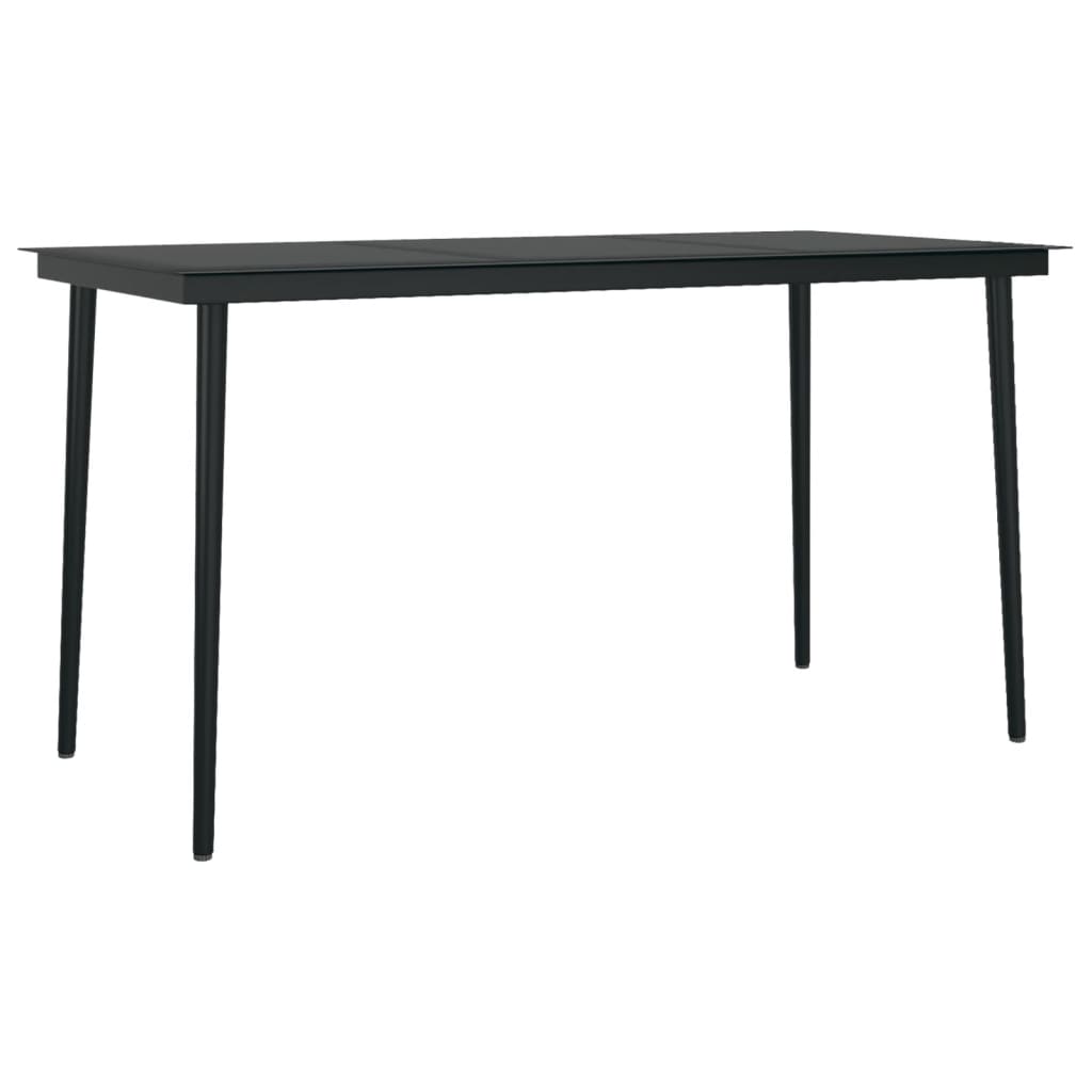 Puutarhan ruokapöytä musta 140x70x74 cm teräs ja lasi - Sisustajankoti.fi