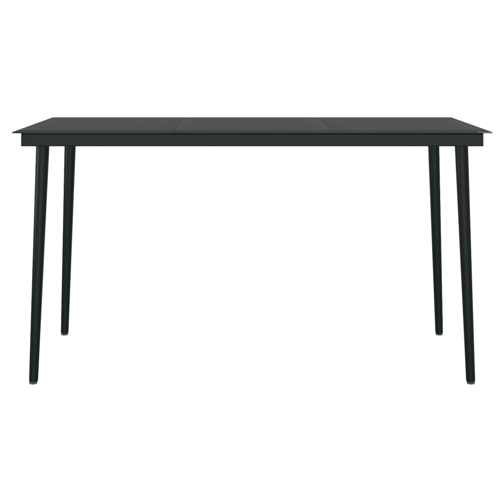 Puutarhan ruokapöytä musta 140x70x74 cm teräs ja lasi - Sisustajankoti.fi