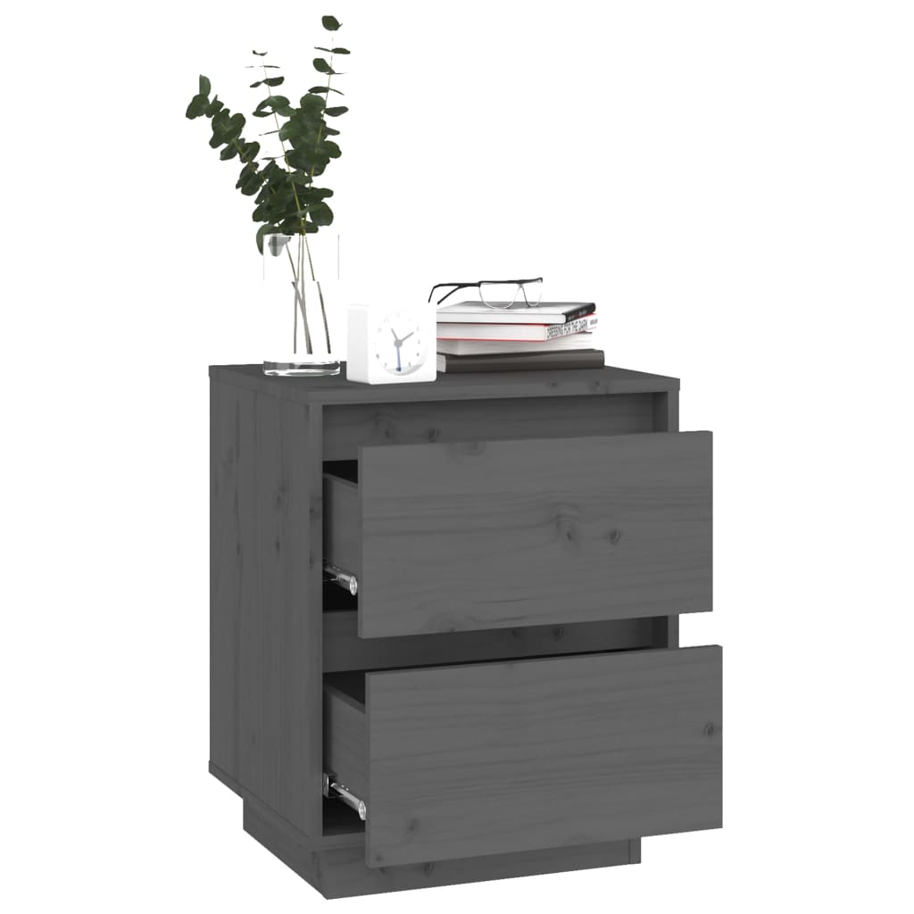 Yöpöydät 2 kpl harmaa 40x35x50 cm täysi mänty - Sisustajankoti.fi