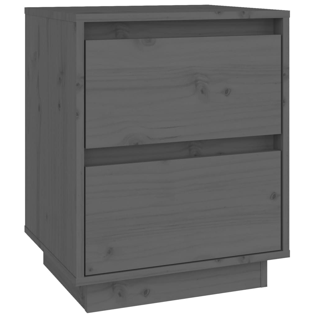 Yöpöydät 2 kpl harmaa 40x35x50 cm täysi mänty - Sisustajankoti.fi