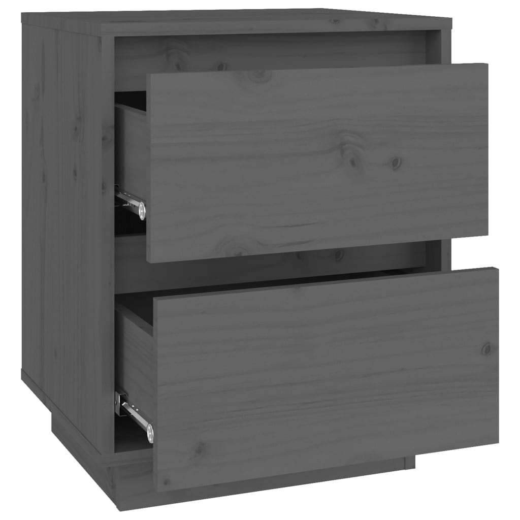 Yöpöydät 2 kpl harmaa 40x35x50 cm täysi mänty - Sisustajankoti.fi