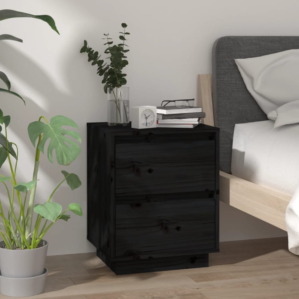 Yöpöytä musta 40x35x50 cm täysi mänty - Sisustajankoti.fi