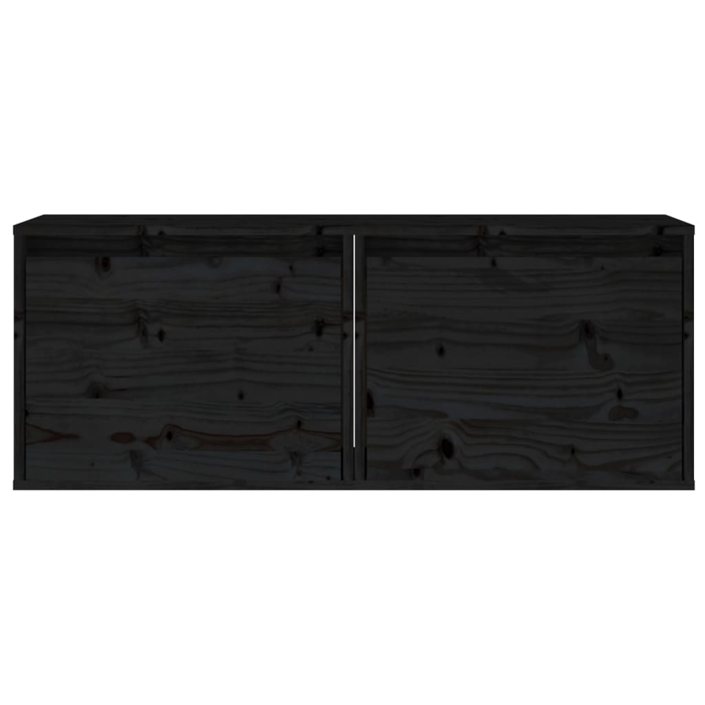 Seinäkaapit 2 kpl musta 45x30x35 cm täysi mänty - Sisustajankoti.fi