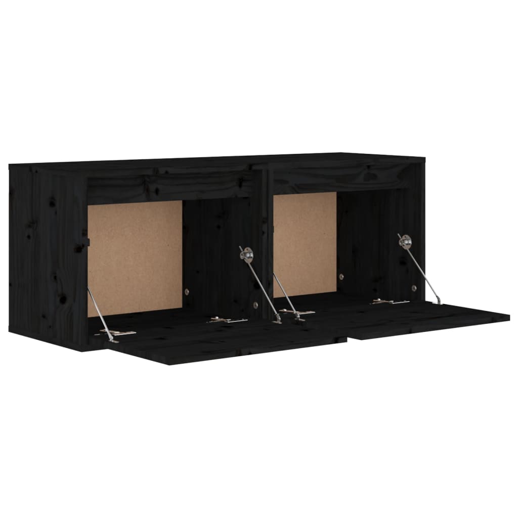 Seinäkaapit 2 kpl musta 45x30x35 cm täysi mänty - Sisustajankoti.fi