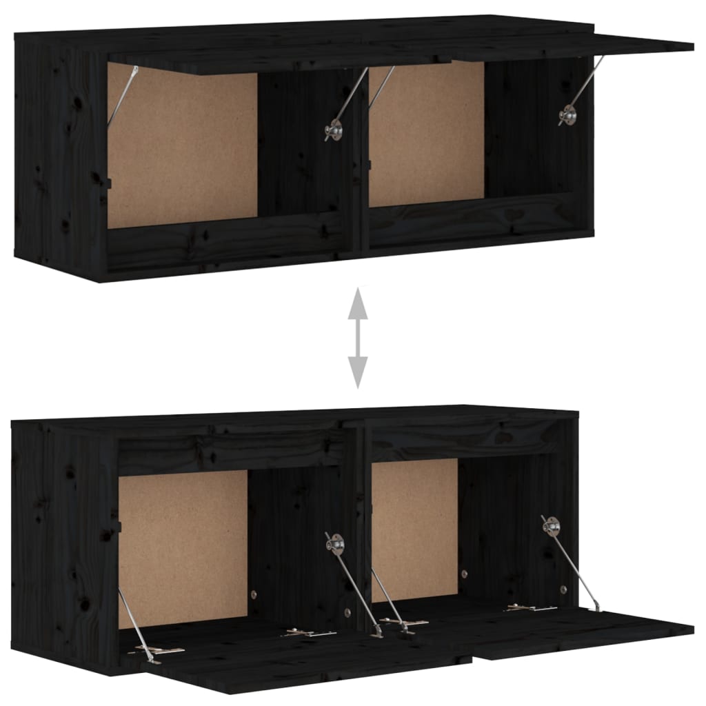 Seinäkaapit 2 kpl musta 45x30x35 cm täysi mänty - Sisustajankoti.fi
