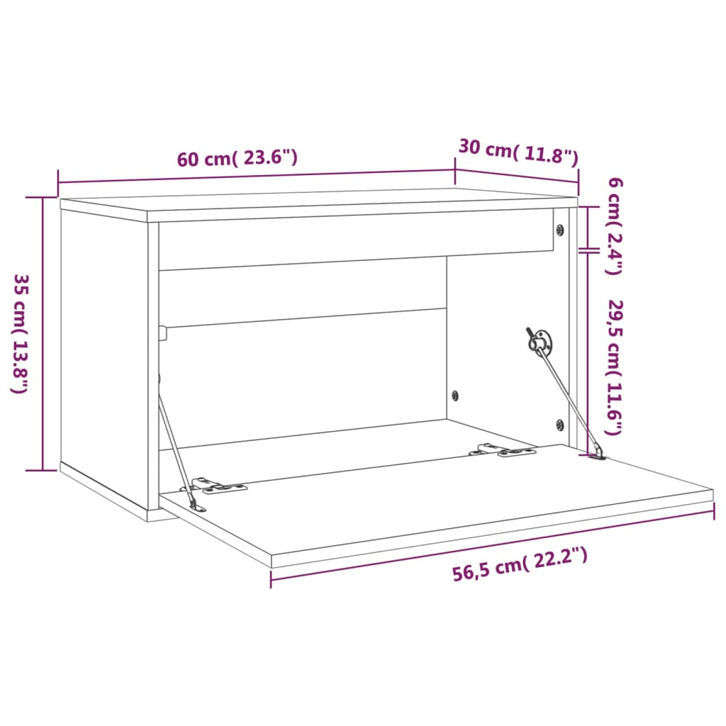 Seinäkaappi harmaa 60x30x35 cm täysi mänty - Sisustajankoti.fi