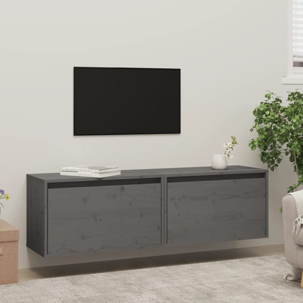 Seinäkaapit 2 kpl harmaa 60x30x35 cm täysi mänty - Sisustajankoti.fi
