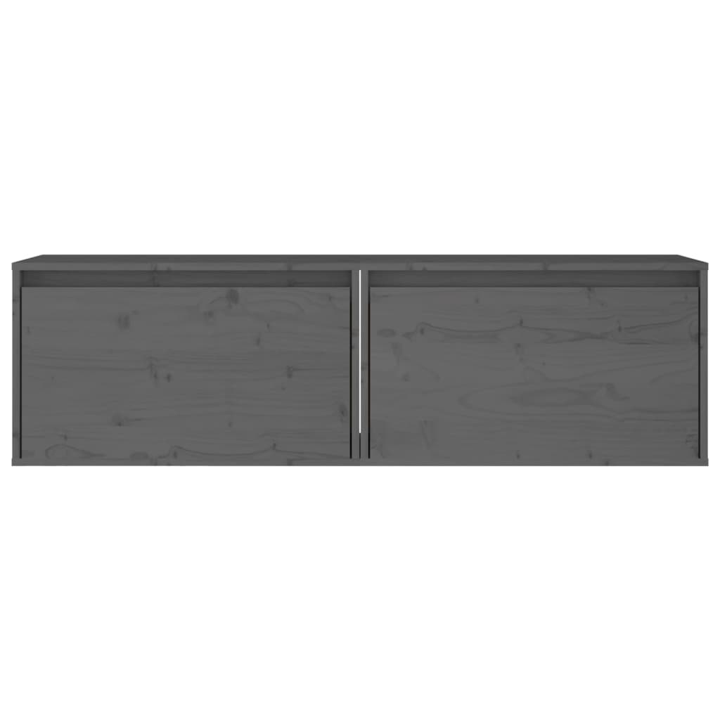 Seinäkaapit 2 kpl harmaa 60x30x35 cm täysi mänty - Sisustajankoti.fi