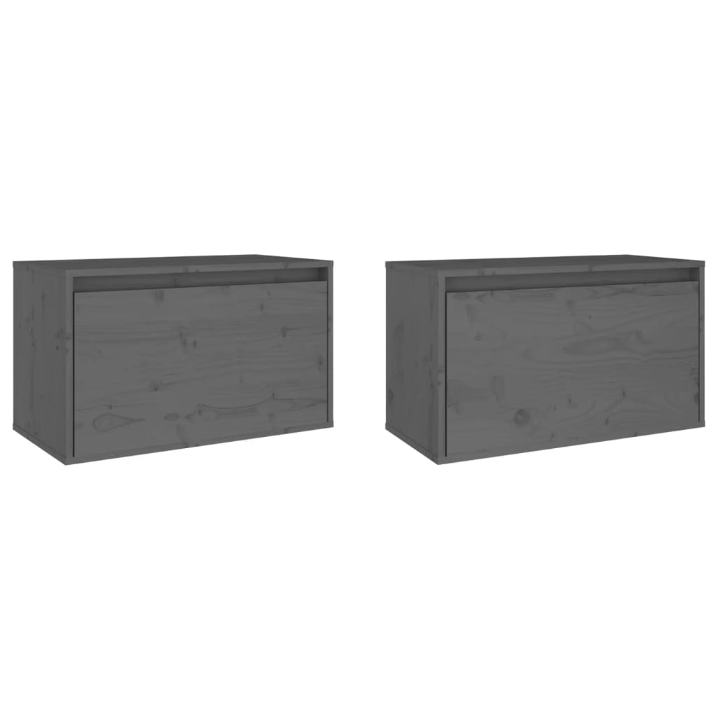Seinäkaapit 2 kpl harmaa 60x30x35 cm täysi mänty - Sisustajankoti.fi