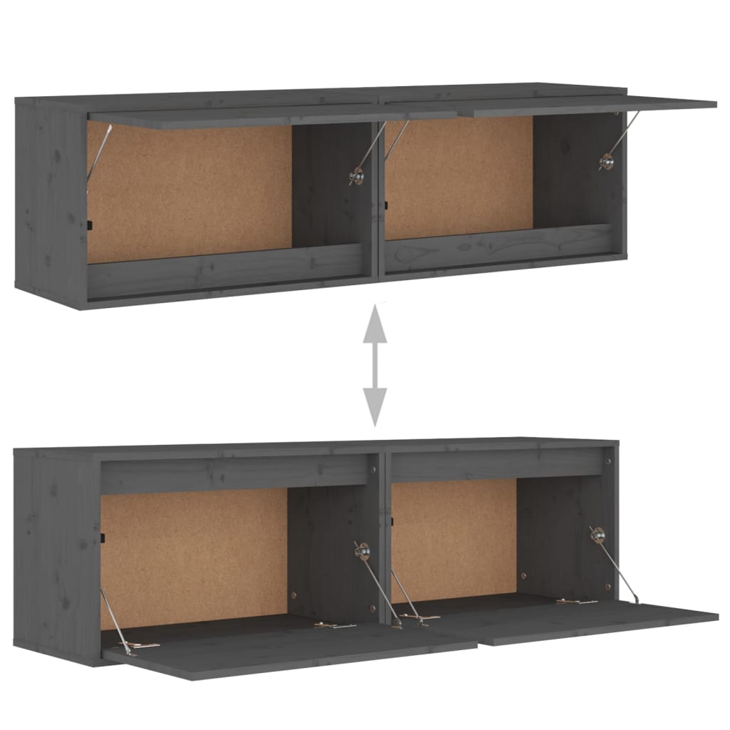 Seinäkaapit 2 kpl harmaa 60x30x35 cm täysi mänty - Sisustajankoti.fi