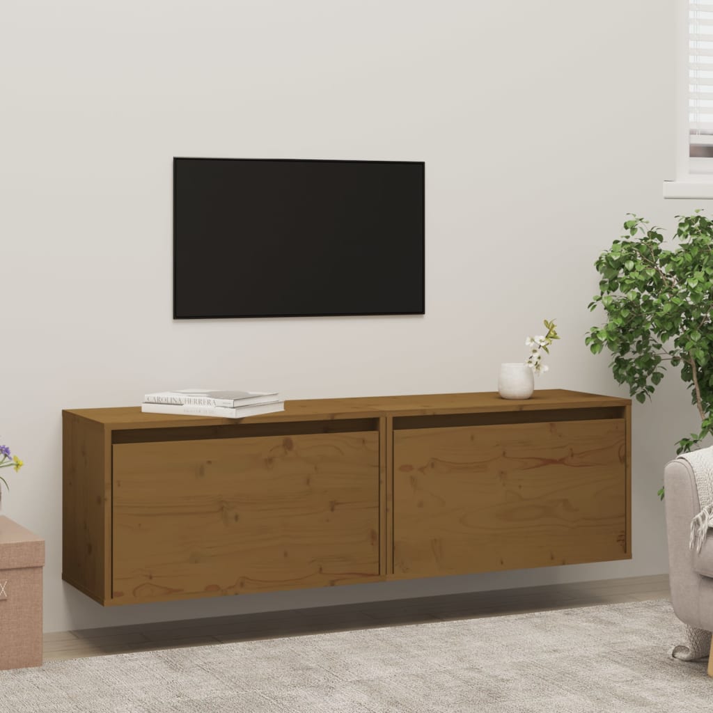 Seinäkaapit 2 kpl hunajanruskea 60x30x35 cm täysi mänty - Sisustajankoti.fi