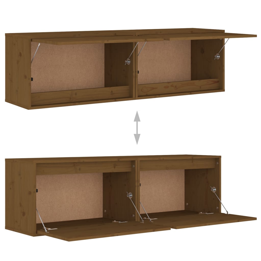 Seinäkaapit 2 kpl hunajanruskea 60x30x35 cm täysi mänty - Sisustajankoti.fi