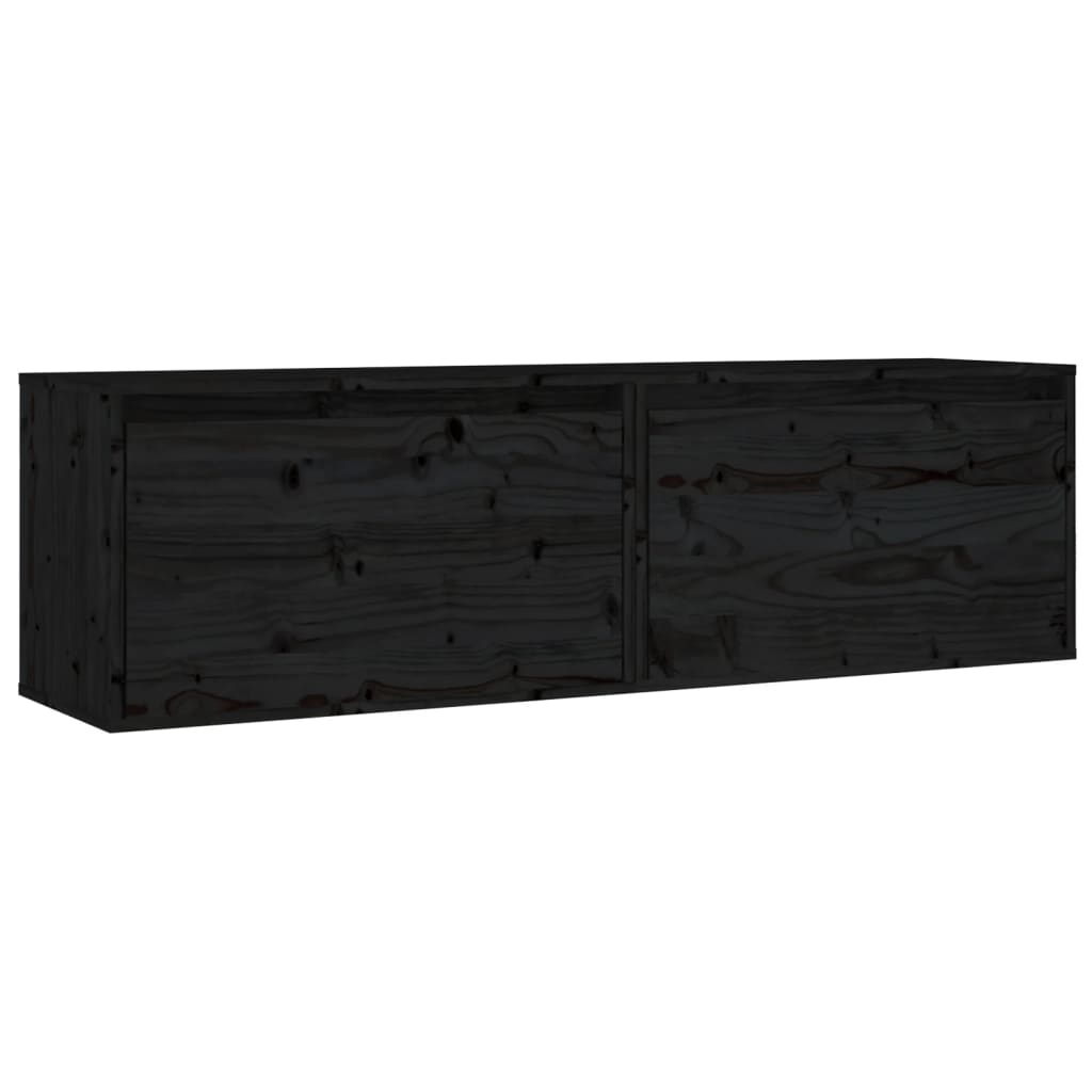 Seinäkaapit 2 kpl musta 60x30x35 cm täysi mänty - Sisustajankoti.fi