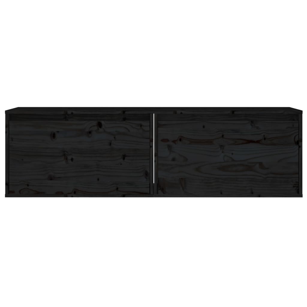 Seinäkaapit 2 kpl musta 60x30x35 cm täysi mänty - Sisustajankoti.fi