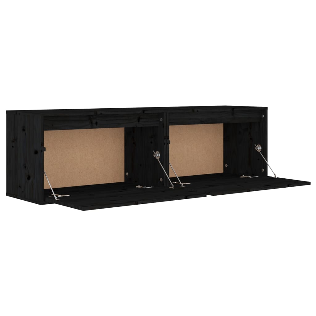Seinäkaapit 2 kpl musta 60x30x35 cm täysi mänty - Sisustajankoti.fi