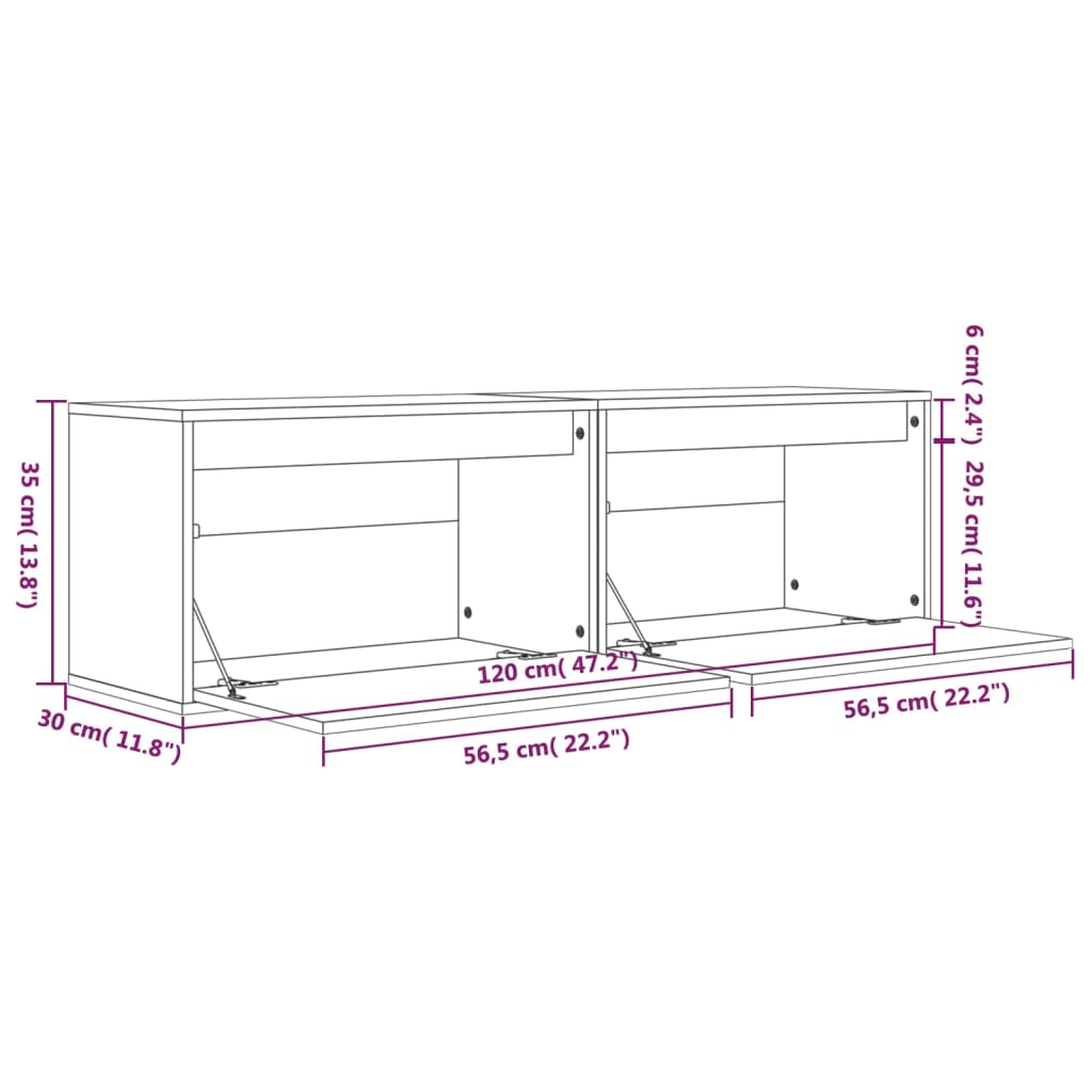 Seinäkaapit 2 kpl musta 60x30x35 cm täysi mänty - Sisustajankoti.fi