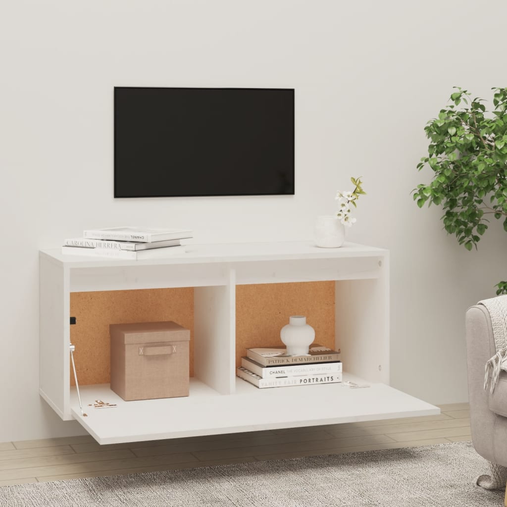 Seinäkaappi valkoinen 80x30x35 cm täysi mänty - Sisustajankoti.fi