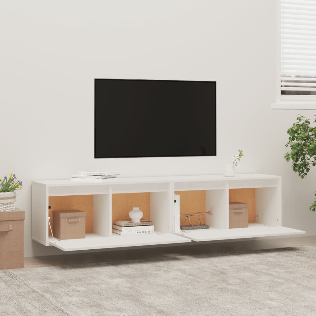 Seinäkaapit 2 kpl valkoinen 80x30x35 cm täysi mänty - Sisustajankoti.fi
