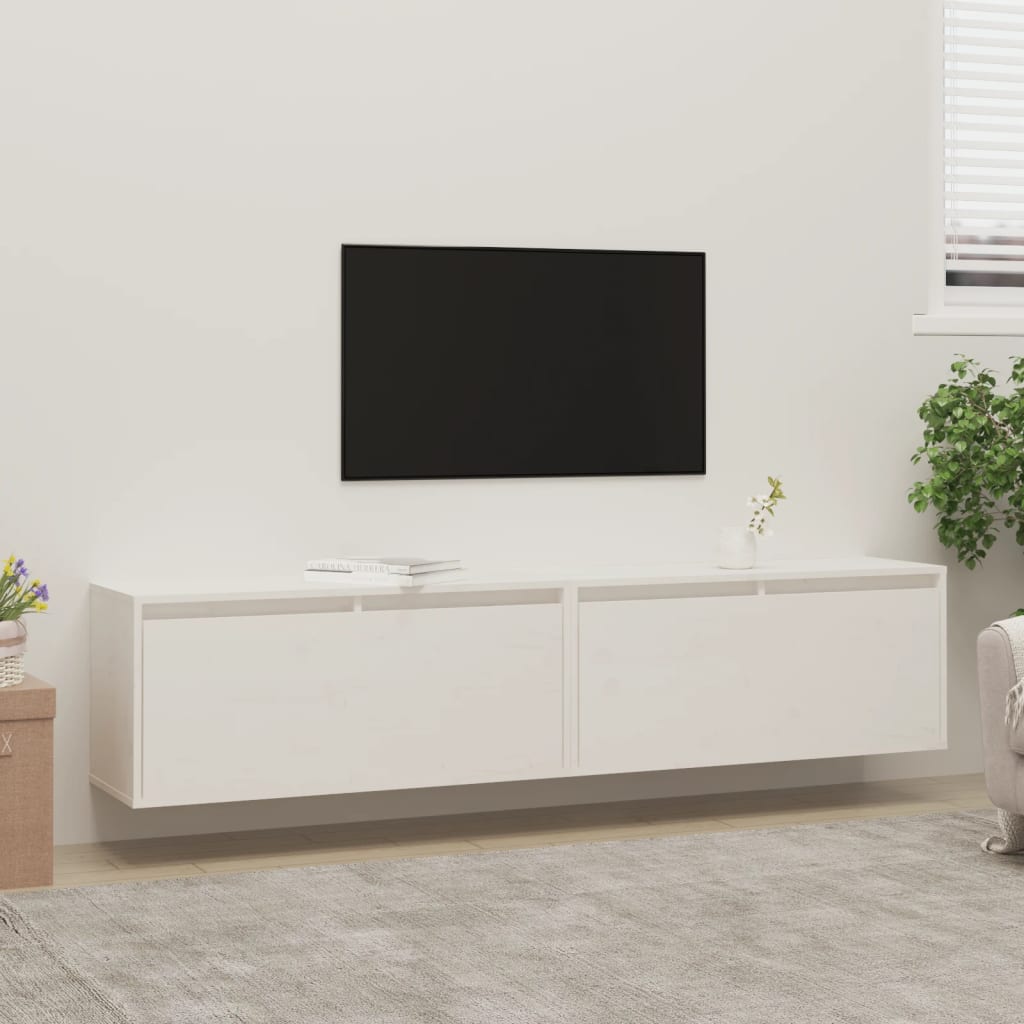 Seinäkaapit 2 kpl valkoinen 80x30x35 cm täysi mänty - Sisustajankoti.fi