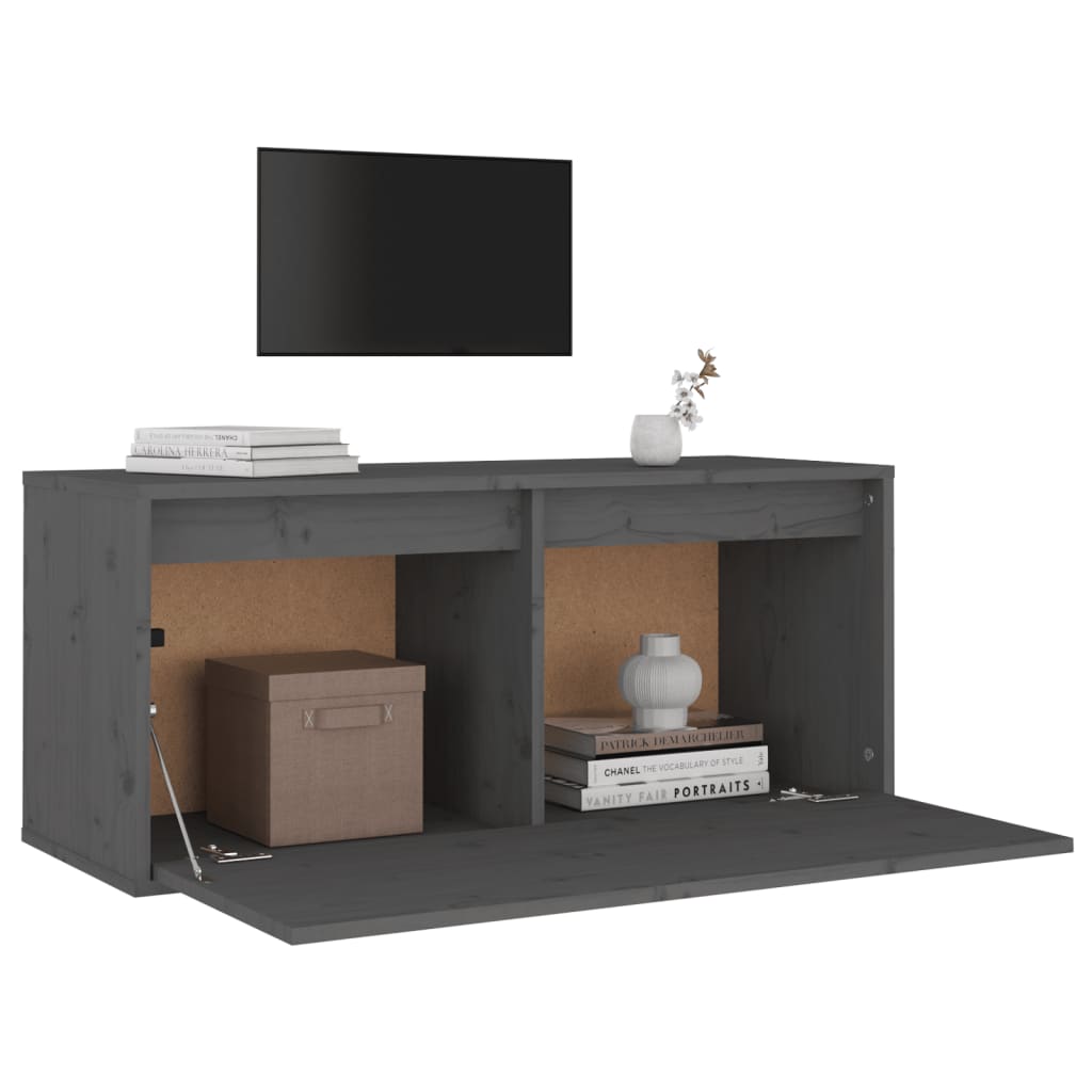 Seinäkaappi harmaa 80x30x35 cm täysi mänty - Sisustajankoti.fi