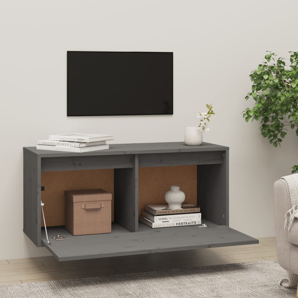 Seinäkaappi harmaa 80x30x35 cm täysi mänty - Sisustajankoti.fi