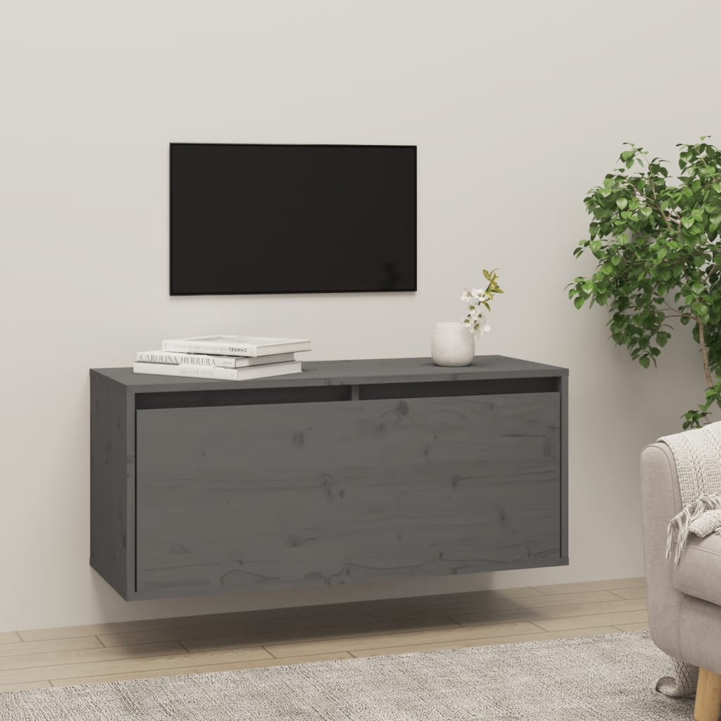 Seinäkaappi harmaa 80x30x35 cm täysi mänty - Sisustajankoti.fi
