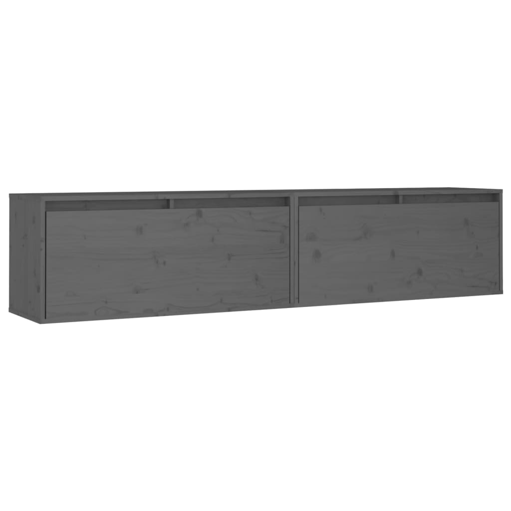Seinäkaapit 2 kpl harmaa 80x30x35 cm täysi mänty - Sisustajankoti.fi