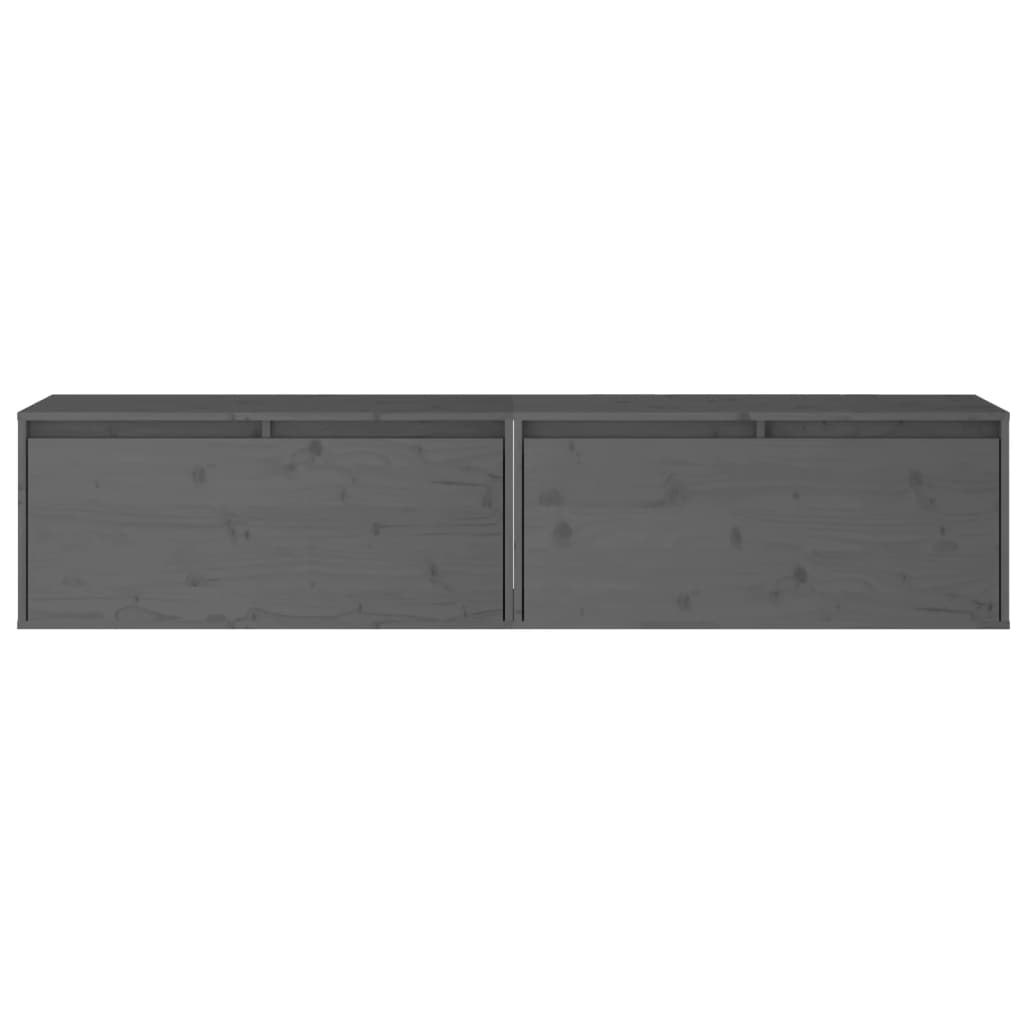 Seinäkaapit 2 kpl harmaa 80x30x35 cm täysi mänty - Sisustajankoti.fi