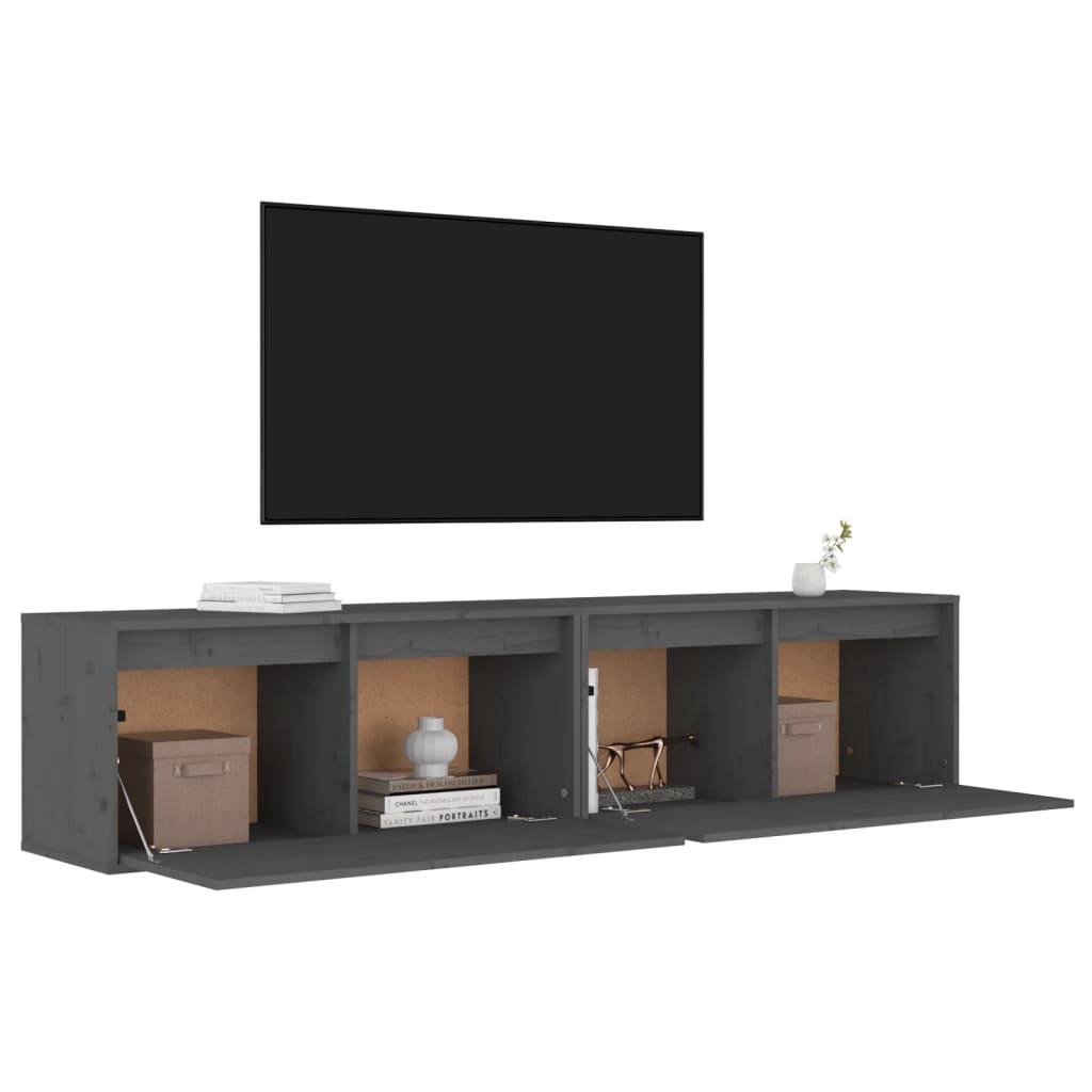 Seinäkaapit 2 kpl harmaa 80x30x35 cm täysi mänty - Sisustajankoti.fi