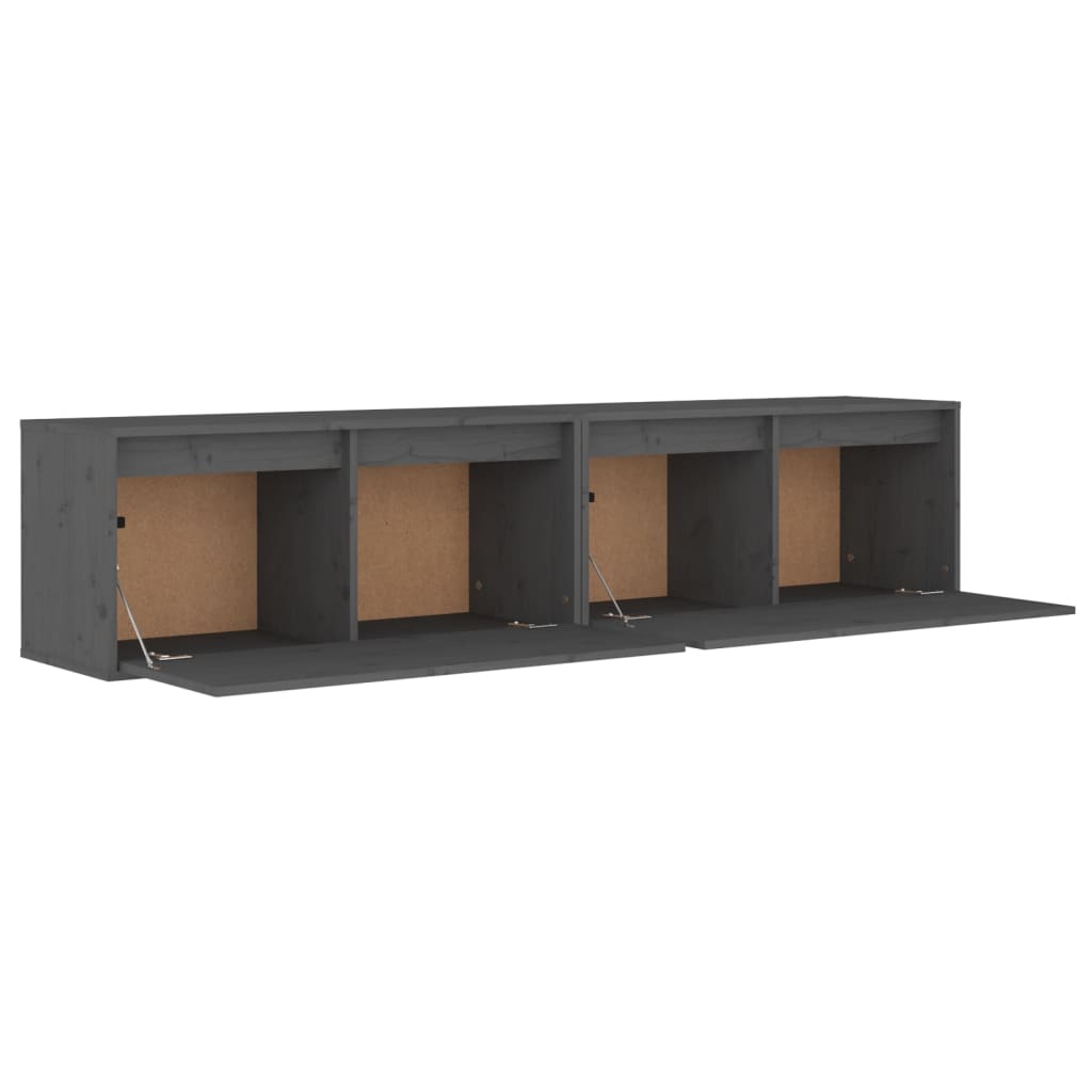 Seinäkaapit 2 kpl harmaa 80x30x35 cm täysi mänty - Sisustajankoti.fi
