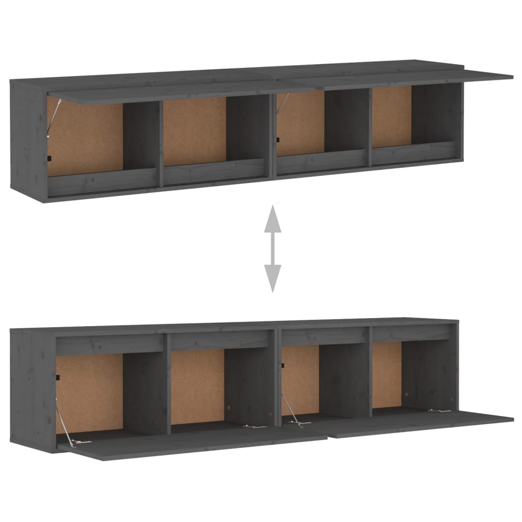 Seinäkaapit 2 kpl harmaa 80x30x35 cm täysi mänty - Sisustajankoti.fi